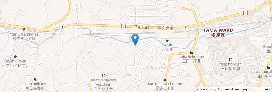 Mapa de ubicacion de 多摩消防署 栗谷出張所 en 일본, 가나가와현, 川崎市, 多摩区.