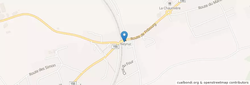 Mapa de ubicacion de Restaurant de l'Aigle Noir en Suíça, Fribourg/Freiburg, District De La Sarine, Neyruz (Fr).