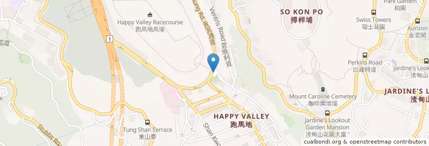 Mapa de ubicacion de 跑馬地 (下) Happy Valley (Lower) en 中国, 广东省, 香港 Hong Kong, 香港島 Hong Kong Island, 新界 New Territories, 灣仔區 Wan Chai District.
