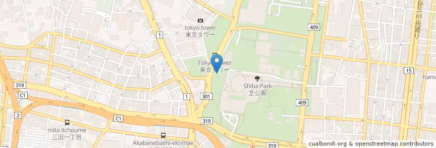 Mapa de ubicacion de 宝珠院 en Jepun, 東京都, 港区.