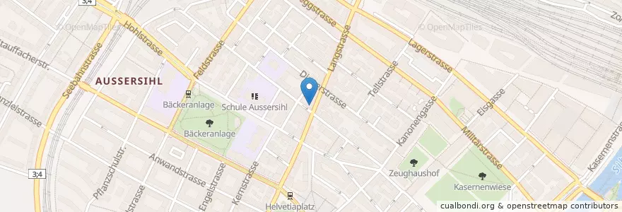 Mapa de ubicacion de Bagatelle §93 en 瑞士, 蘇黎世, Bezirk Zürich, Zürich.