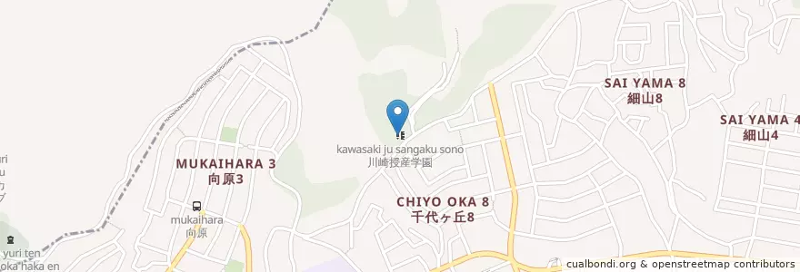 Mapa de ubicacion de 川崎授産学園 en 日本, 神奈川県, 川崎市, 麻生区.