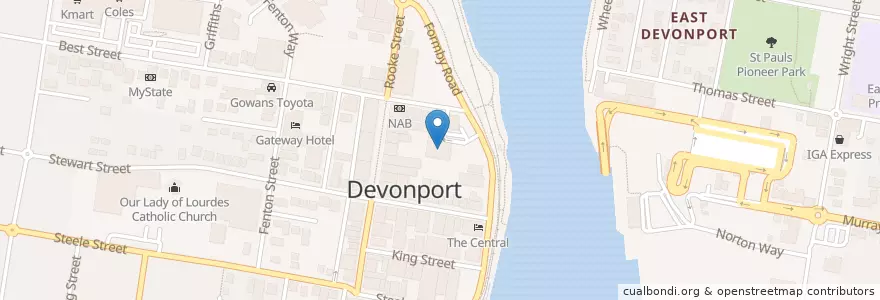 Mapa de ubicacion de Reading Cinemas en أستراليا, تسمانيا, City Of Devonport, Devonport.