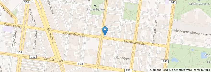 Mapa de ubicacion de Crossroads Café en Australië, Victoria, City Of Melbourne.