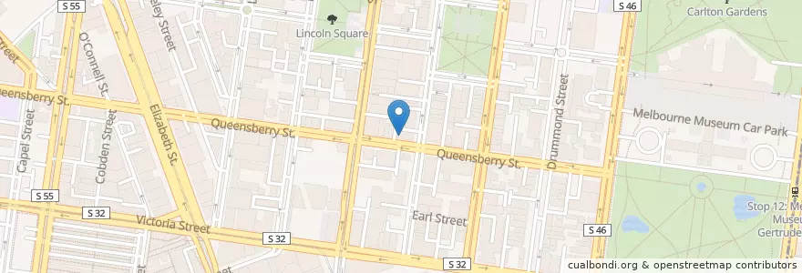 Mapa de ubicacion de Queens Cafe en Australia, Victoria, City Of Melbourne.