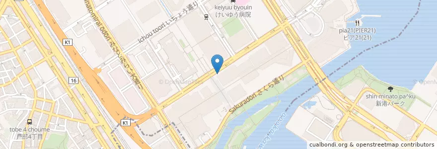 Mapa de ubicacion de クイーンズパーキング en ژاپن, 神奈川県, 横浜市, 西区.