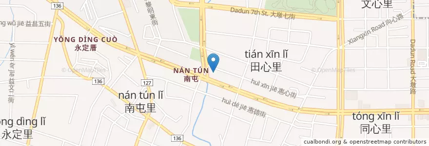 Mapa de ubicacion de 中油五權西路站 en Tayvan, Taichung, 南屯區.