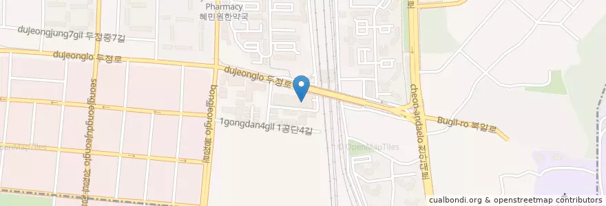 Mapa de ubicacion de 메가박스 en کره جنوبی, چونگچئونگنام-دو, 천안시, 서북구, 두정동.
