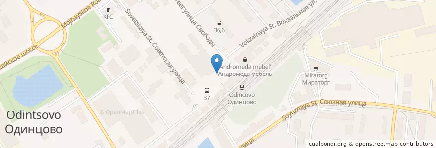Mapa de ubicacion de Вокзал en روسيا, Центральный Федеральный Округ, محافظة موسكو, Одинцовский Городской Округ.