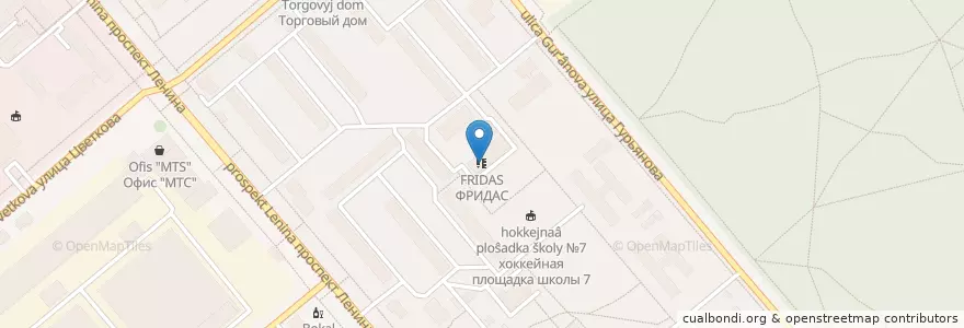 Mapa de ubicacion de ФРИДАС en Rusia, Distrito Federal Central, Óblast De Kaluga, Городской Округ Обнинск.