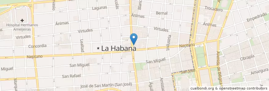 Mapa de ubicacion de Casa de la Música de Galiano en Cuba, La Habana, Centro Habana.