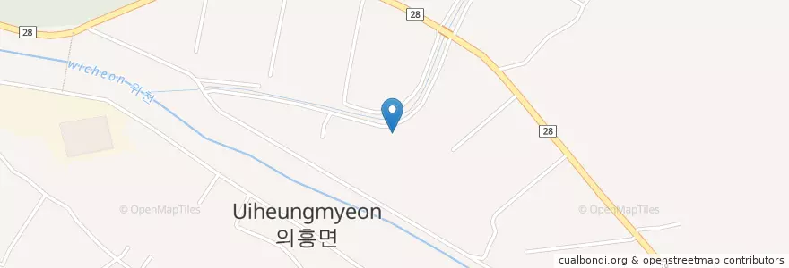 Mapa de ubicacion de 의흥면 en 대한민국, 경상북도, 군위군, 의흥면.
