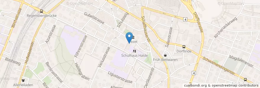 Mapa de ubicacion de Kindergarten Halde C1 + C2 en Switzerland, Zürich, Bezirk Zürich, Zürich.