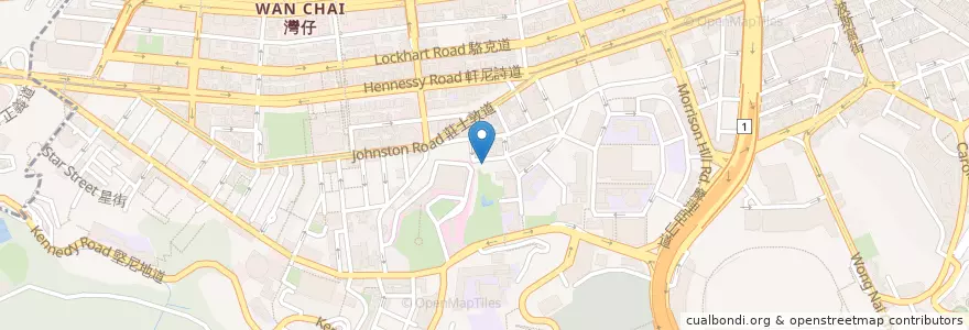 Mapa de ubicacion de 交加里公廁 Cross Lane Public Toilet en China, Cantão, Hong Kong, Ilha De Hong Kong, Novos Territórios, 灣仔區 Wan Chai District.