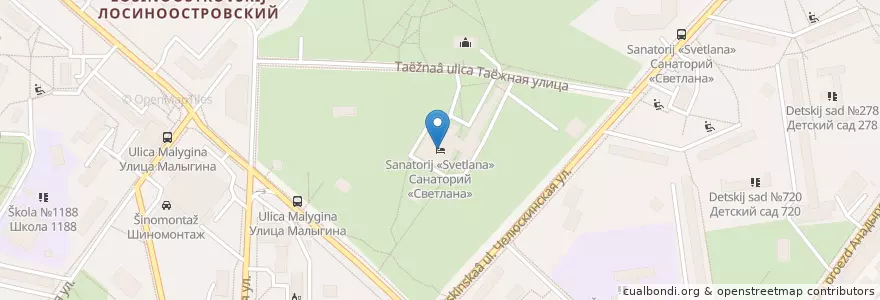 Mapa de ubicacion de Санаторий «Светлана» en Rússia, Distrito Federal Central, Москва, Северо-Восточный Административный Округ, Лосиноостровский Район.