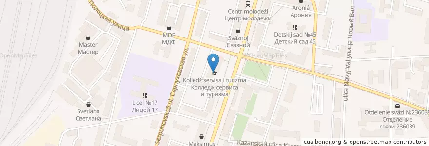 Mapa de ubicacion de Колледж сервиса и туризма en ロシア, 北西連邦管区, カリーニングラード州, Городской Округ Калининград.