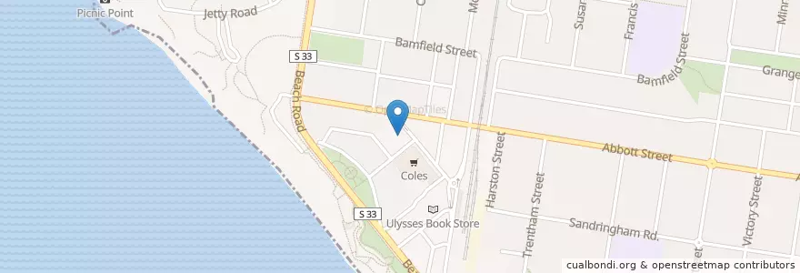 Mapa de ubicacion de Sandringham Library en أستراليا, ولاية فيكتوريا, City Of Bayside.
