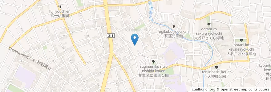 Mapa de ubicacion de 中道寺 en Japonya, 東京都, 杉並区.