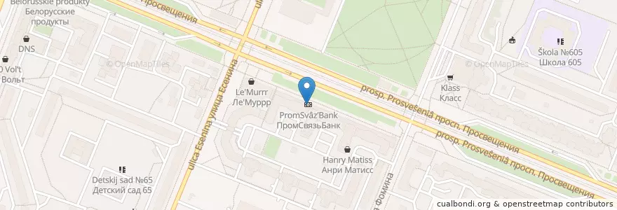Mapa de ubicacion de Promsvyazbank en Russia, Northwestern Federal District, Leningrad Oblast, Saint Petersburg, Vyborgsky District, Округ Сергиевское.