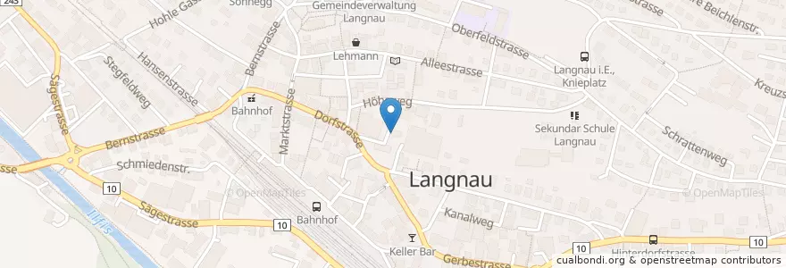 Mapa de ubicacion de Wache Langnau en Schweiz, Bern, Verwaltungsregion Emmental-Oberaargau, Verwaltungskreis Emmental, Langnau Im Emmental.