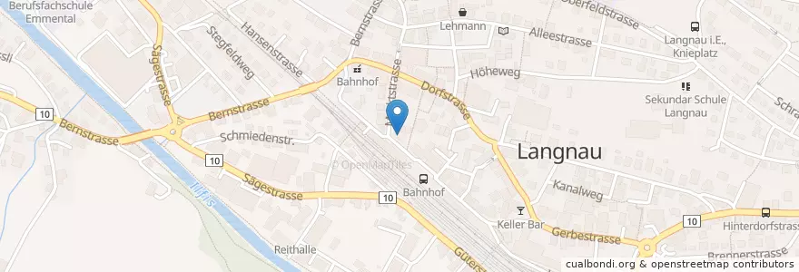Mapa de ubicacion de Hotel Bahnhof en Schweiz/Suisse/Svizzera/Svizra, Bern/Berne, Verwaltungsregion Emmental-Oberaargau, Verwaltungskreis Emmental, Langnau Im Emmental.