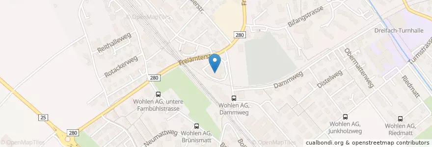 Mapa de ubicacion de Upstairs Billard Center en Svizzera, Argovia, Bezirk Bremgarten, Wohlen.