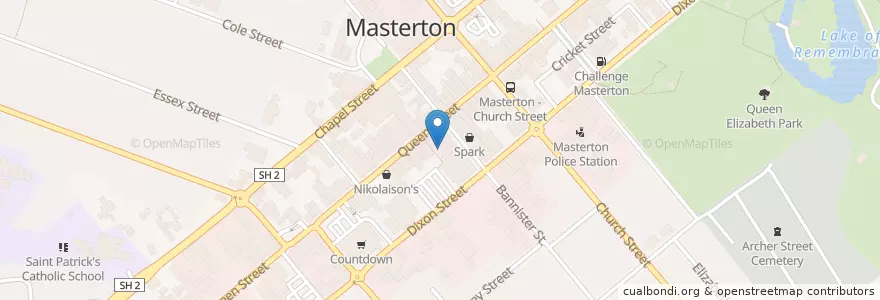 Mapa de ubicacion de Masterton PostShop en Yeni Zelanda, Wellington, Masterton District.