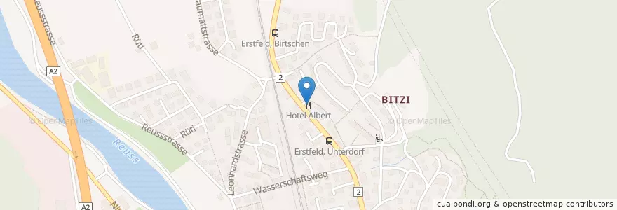 Mapa de ubicacion de Hotel Albert en 瑞士, Uri, Erstfeld.