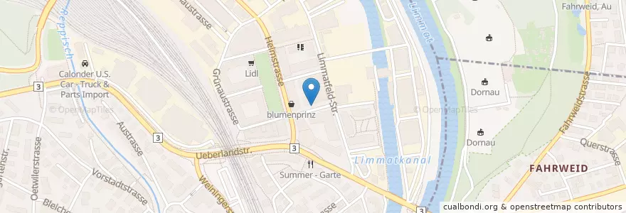 Mapa de ubicacion de Dietikon Limmatfeld en Suisse, Zurich, Bezirk Dietikon, Dietikon.
