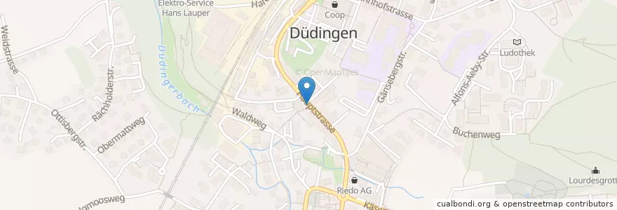 Mapa de ubicacion de Briefeinwurf Düdingen, Hauptstrasse en 瑞士, Fribourg/Freiburg, Sensebezirk, Düdingen.
