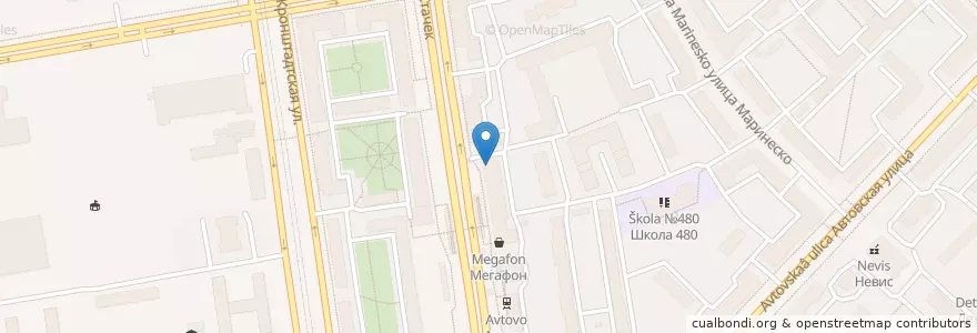 Mapa de ubicacion de Сбербанк en Russland, Föderationskreis Nordwest, Oblast Leningrad, Sankt Petersburg, Кировский Район, Округ Автово.