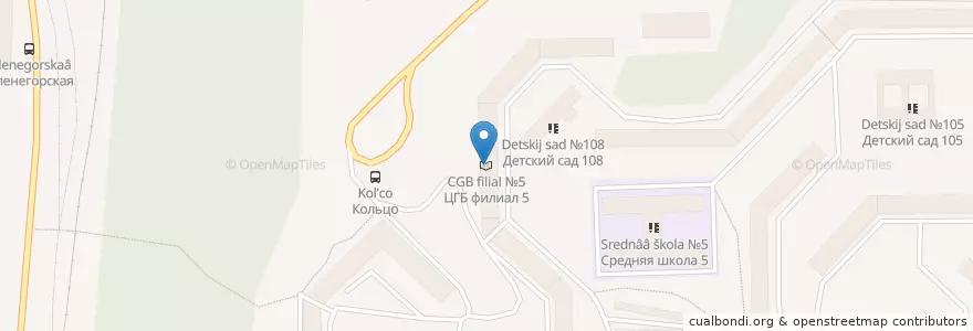 Mapa de ubicacion de ЦГБ филиал №5 en روسيا, Северо-Западный Федеральный Округ, Мурманская Область, Городской Округ Мурманск.