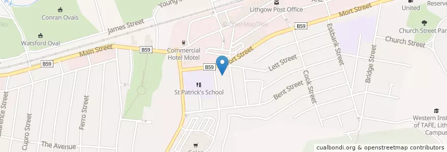 Mapa de ubicacion de St Patrick's Catholic Church en Australia, New South Wales, Lithgow City Council.