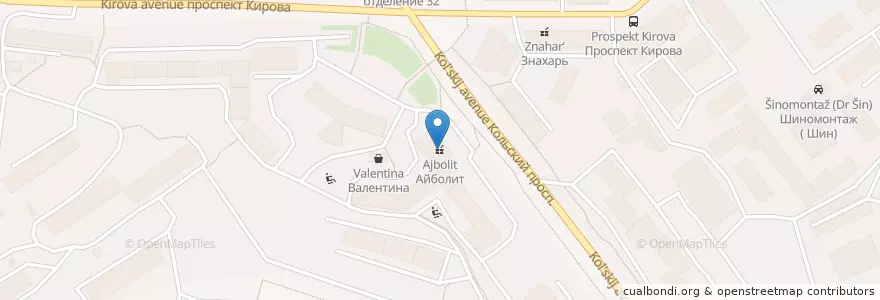 Mapa de ubicacion de Айболит en Rusia, Северо-Западный Федеральный Округ, Óblast De Múrmansk, Городской Округ Мурманск.