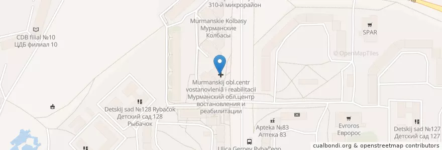 Mapa de ubicacion de Мурманский обл.центр востановления и реабилитации en Rusia, Северо-Западный Федеральный Округ, Óblast De Múrmansk, Городской Округ Мурманск.