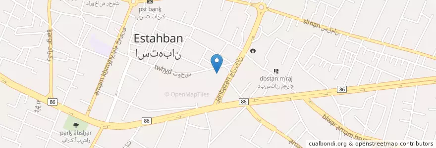 Mapa de ubicacion de استهبان en Iran, استان فارس, شهرستان استهبان, بخش مرکزی, دهستان ایج, استهبان.