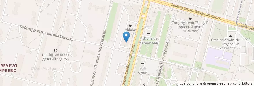 Mapa de ubicacion de Библиотека №129 en Россия, Центральный Федеральный Округ, Москва, Восточный Административный Округ, Район Новогиреево.
