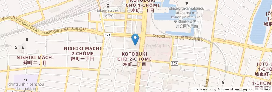 Mapa de ubicacion de 日本銀行 en Japão, 香川県, 高松市.