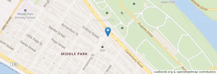 Mapa de ubicacion de Middle Park Hotel en オーストラリア, ビクトリア, City Of Port Phillip.