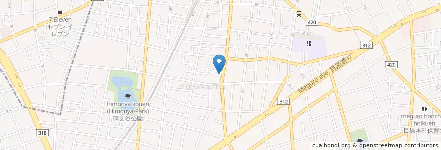 Mapa de ubicacion de 目黒鷹番郵便局 en Jepun, 東京都, 目黒区.