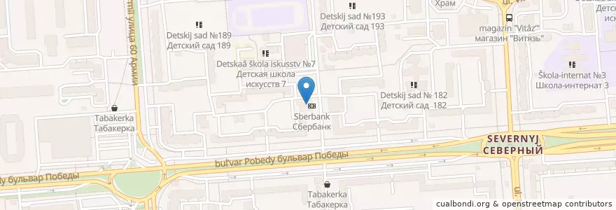 Mapa de ubicacion de Сбербанк en Rusia, Distrito Federal Central, Óblast De Vorónezh, Городской Округ Воронеж.