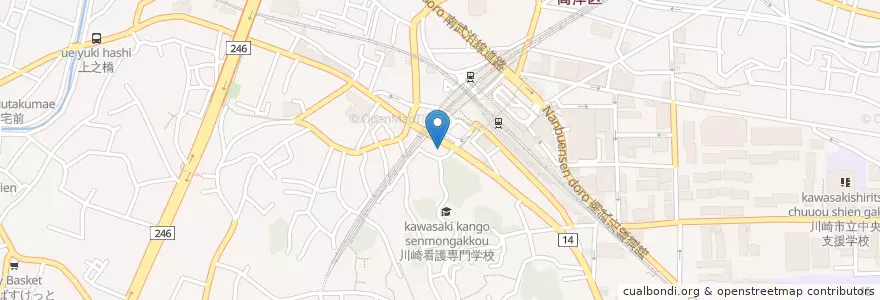 Mapa de ubicacion de モスバーガー en 日本, 神奈川県, 川崎市, 高津区.