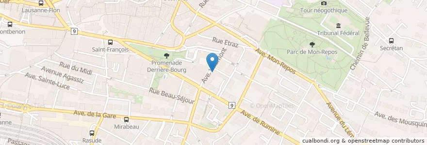 Mapa de ubicacion de La Clef en Schweiz, Waadt, District De Lausanne, Lausanne.