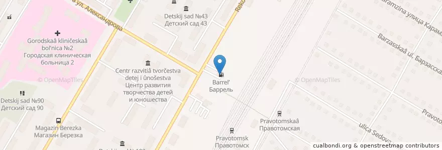 Mapa de ubicacion de Баррель en ロシア, シベリア連邦管区, ケメロヴォ州, ケメロフスキー地区, ケメロヴォ管区.