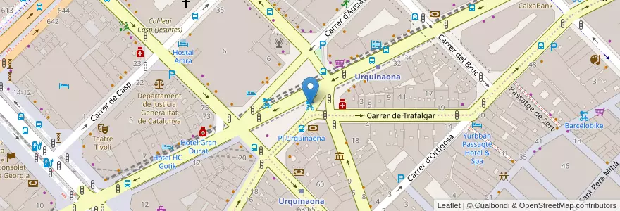 Mapa de ubicacion de 105 - PL. Urquinaona 9 en スペイン, カタルーニャ州, Barcelona, バルサルネス, Barcelona.