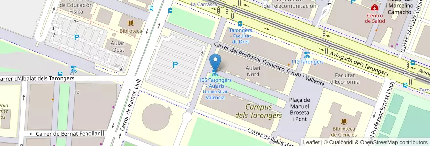 Mapa de ubicacion de 105 Tarongers - Aularis Universitat València en إسبانيا, منطقة بلنسية, فالنسيا, Comarca De València, فالنسيا.