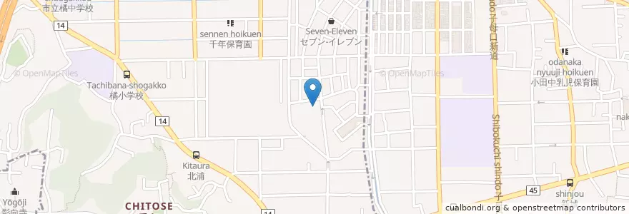 Mapa de ubicacion de 千年新町集会所 en Japón, Prefectura De Kanagawa, Kawasaki, 高津区.