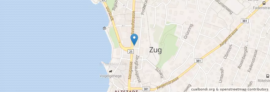 Mapa de ubicacion de Café Plaza en スイス, Zug, Zug.