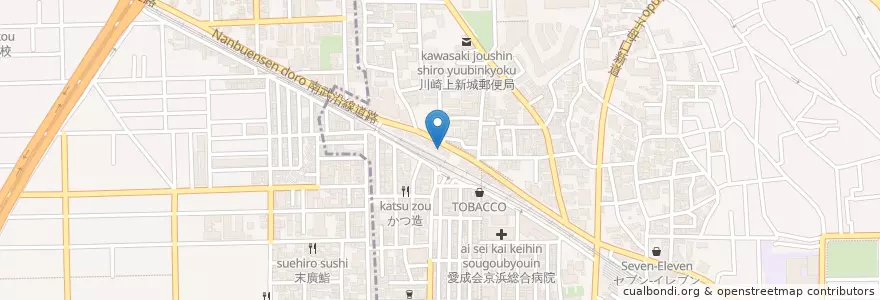 Mapa de ubicacion de 東秀 武蔵新城店 en Japan, Präfektur Kanagawa, 川崎市, 中原区.
