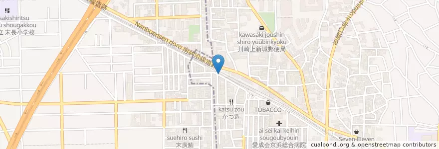 Mapa de ubicacion de 餃子の王将 en 日本, 神奈川縣, 川崎市, 中原区.